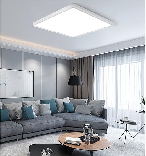 Miniatura 2 de Paquete de 2 lámparas de techo LED cuadradas de 12 pulgadas y 24 W, 5000 K, 3200 lm para dormitorio, sala de estar, comedor