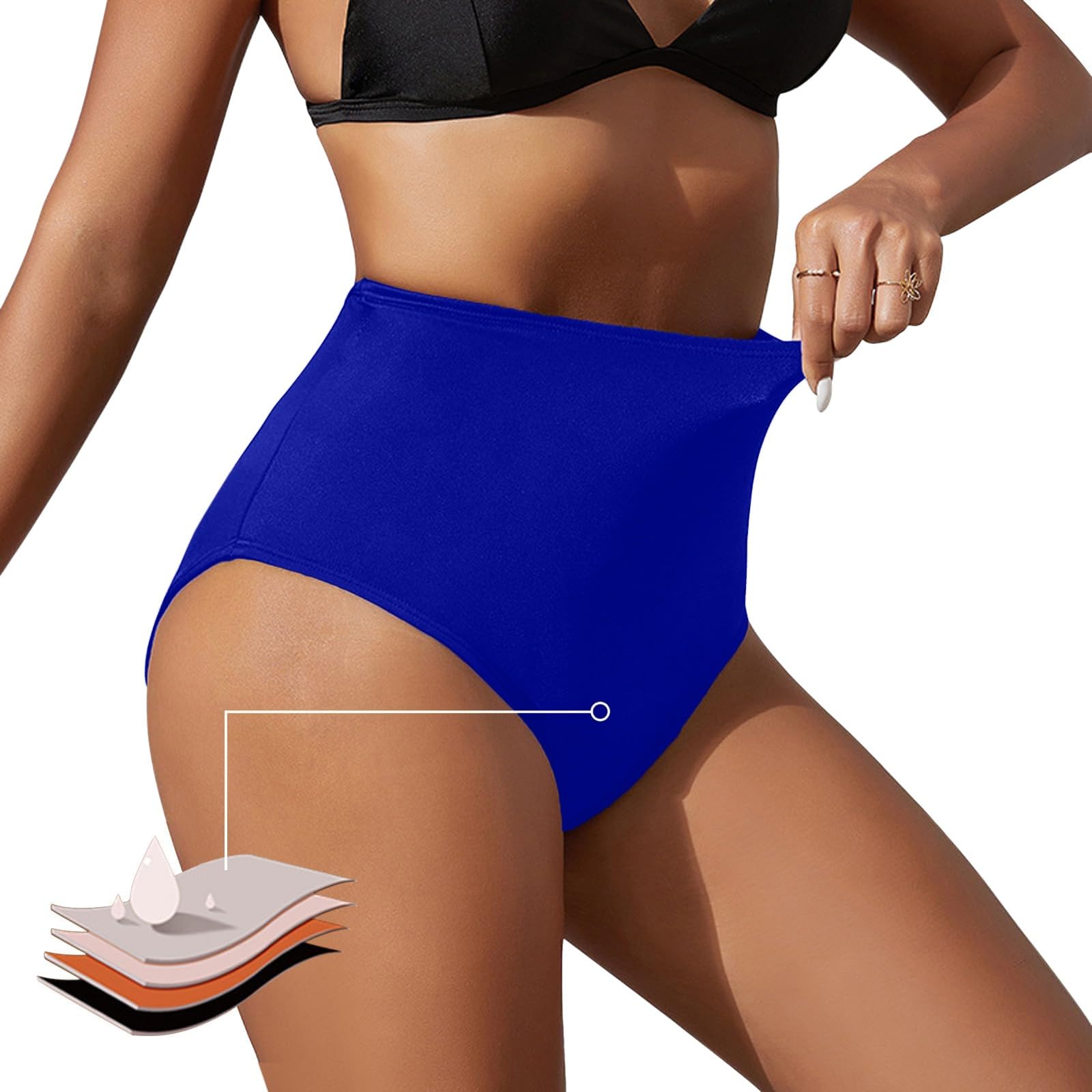Genérico Bikini Menstrual para Mujer Niña Adolescentes Mujeres 2024, Bañador Menstruales Negro de Cintura Alta, Ropa Interior Menstrual a Prueba de Fugas Bragas Cómodas y Suaves Braguitas Trikinis