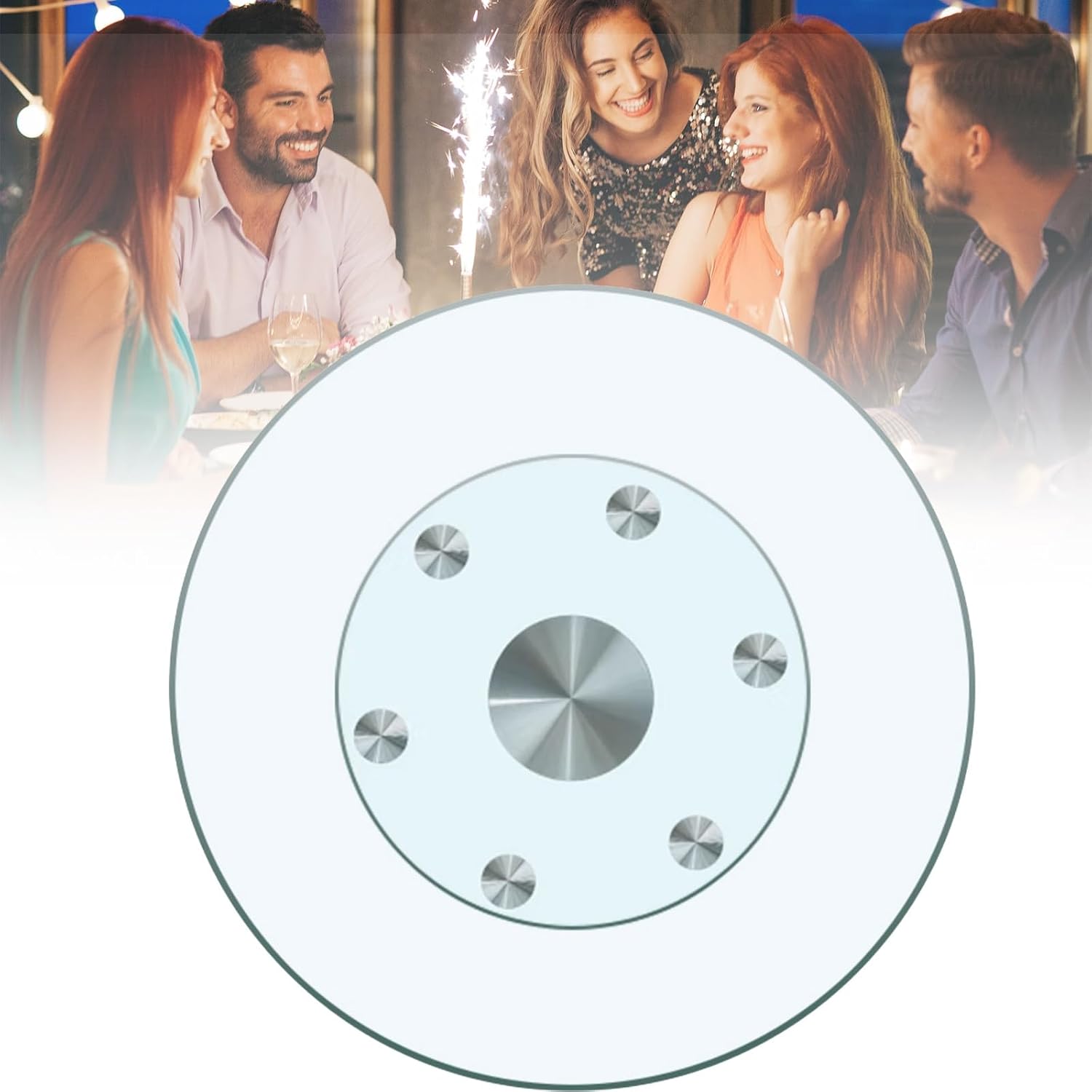 Glass Lazy Susan for Dining Table,Lazy Susan for Table Top,Table Lazy Susan Centerpiece,Lazy Susan Turntable,Table Lazy Susan Centerpiece,Aluminum Alloy Silent Bearing+6 Anti-sidetilt Auxiliary Wheel