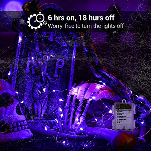 Luces de Hadas Púrpura BrizLabs 19.47ft 60 LED Batería miniatura 3