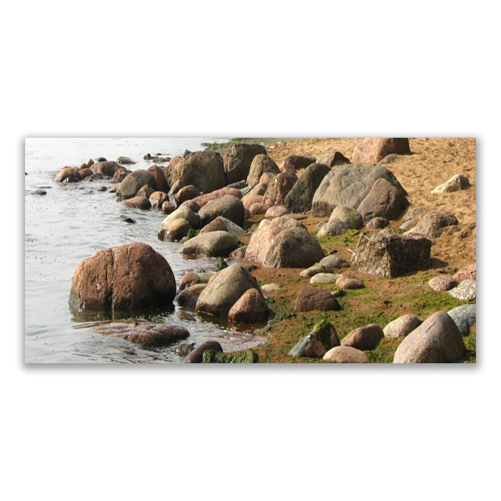Impression sur Verre Acrylique 120x60cm de Pierres et Paysage de Mer pour Tableau Mural