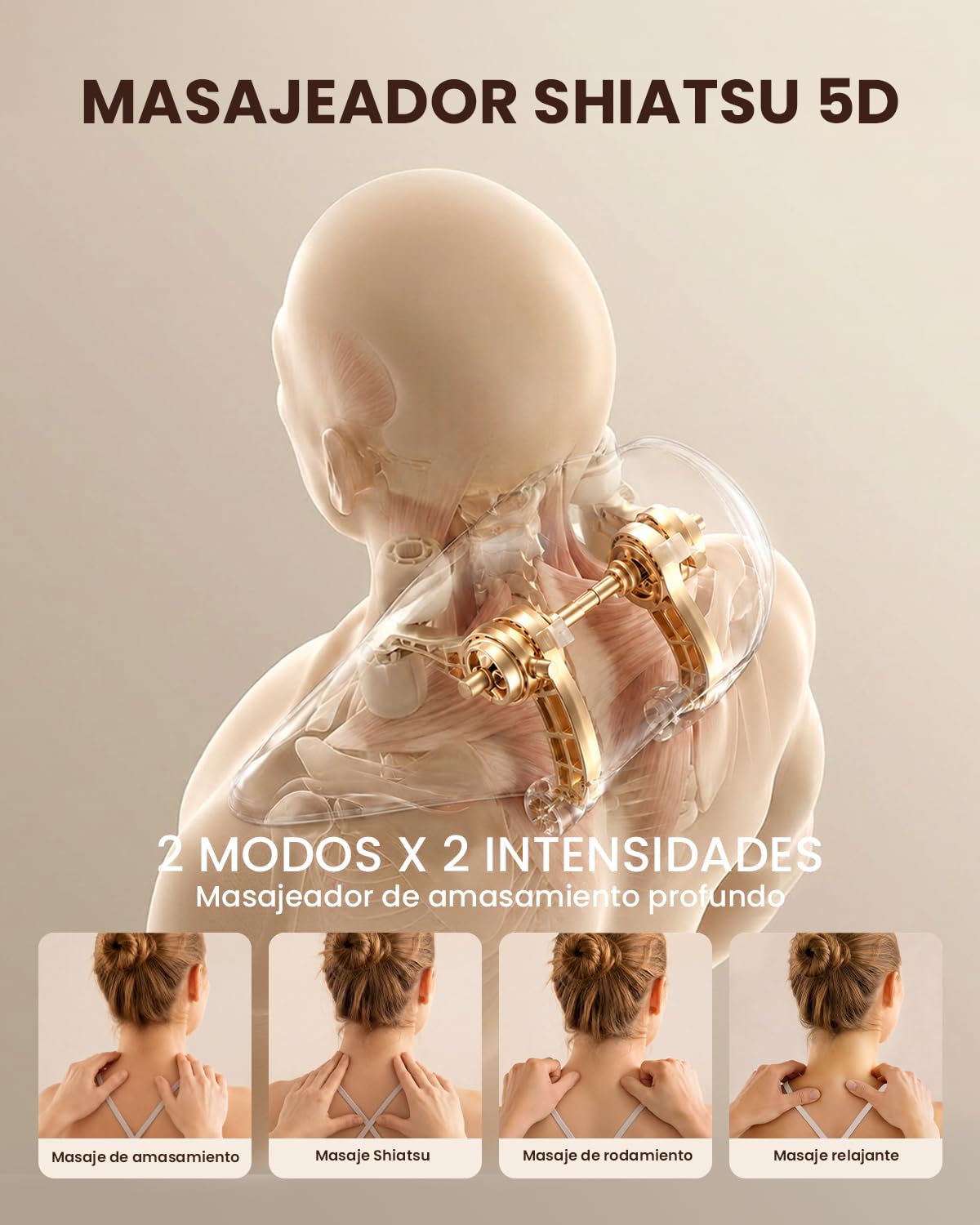 Breo Mini masajeador de cuello N5 con calor, almohada de masaje eléctrica para cuello y hombros, relajación muscular, amasado Shiatsu para aliviar el dolor tejido profundo en casa, regalos para mamá