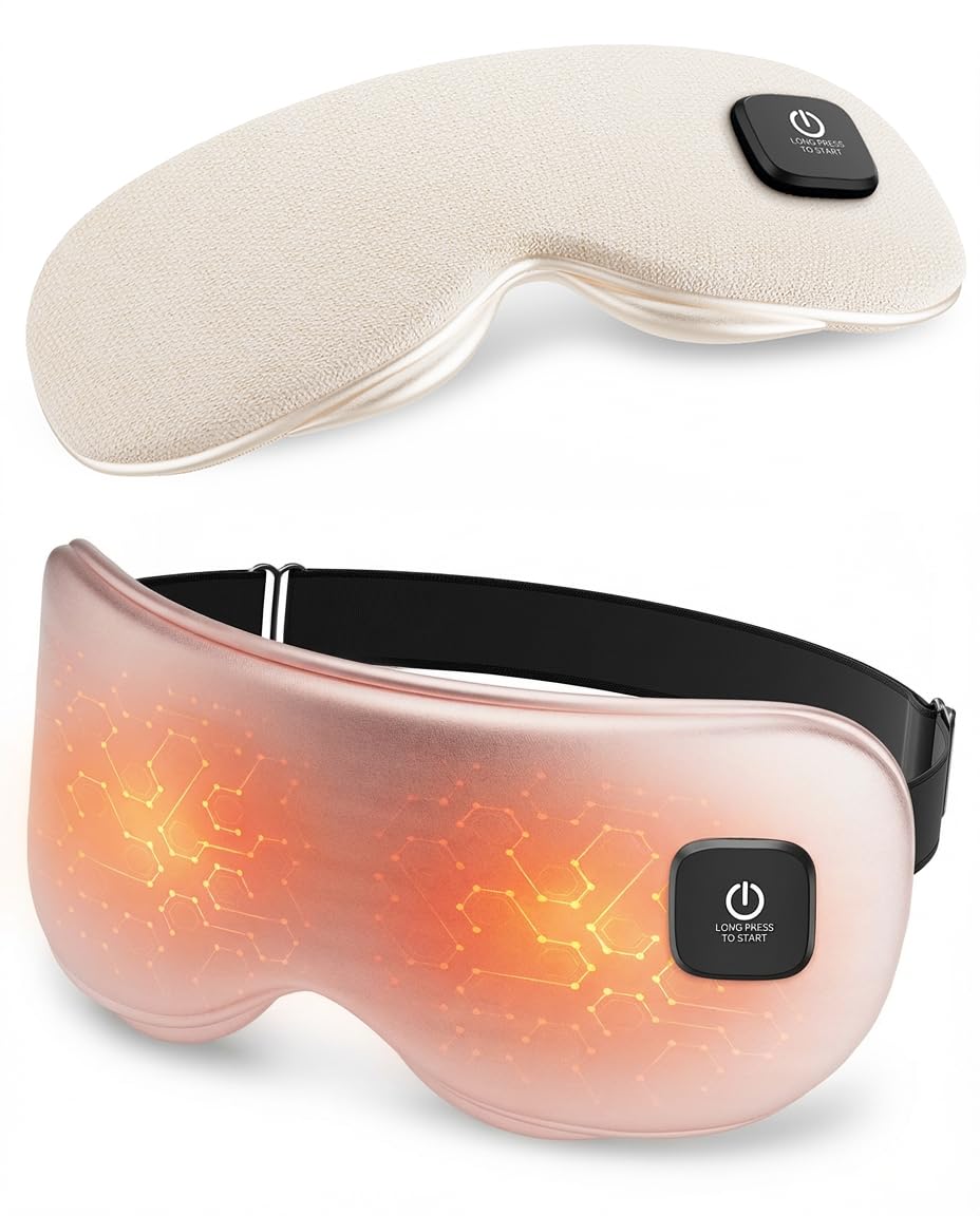 Heated Eye Mask - Cordless Eye Mask for Dry Eyes, Eye Relief, Improved Sleep, Washable Eye Heating pad for Travel and with Replaceable Shell