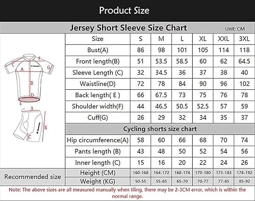 Miniatura 5 de Hombres Ciclismo Jersey Conjunto Traje De Bicicleta Manga Corta MTB Ciclismo Trajes De Secado Rápido Gel Esponja Acolchado Ciclismo Baberos