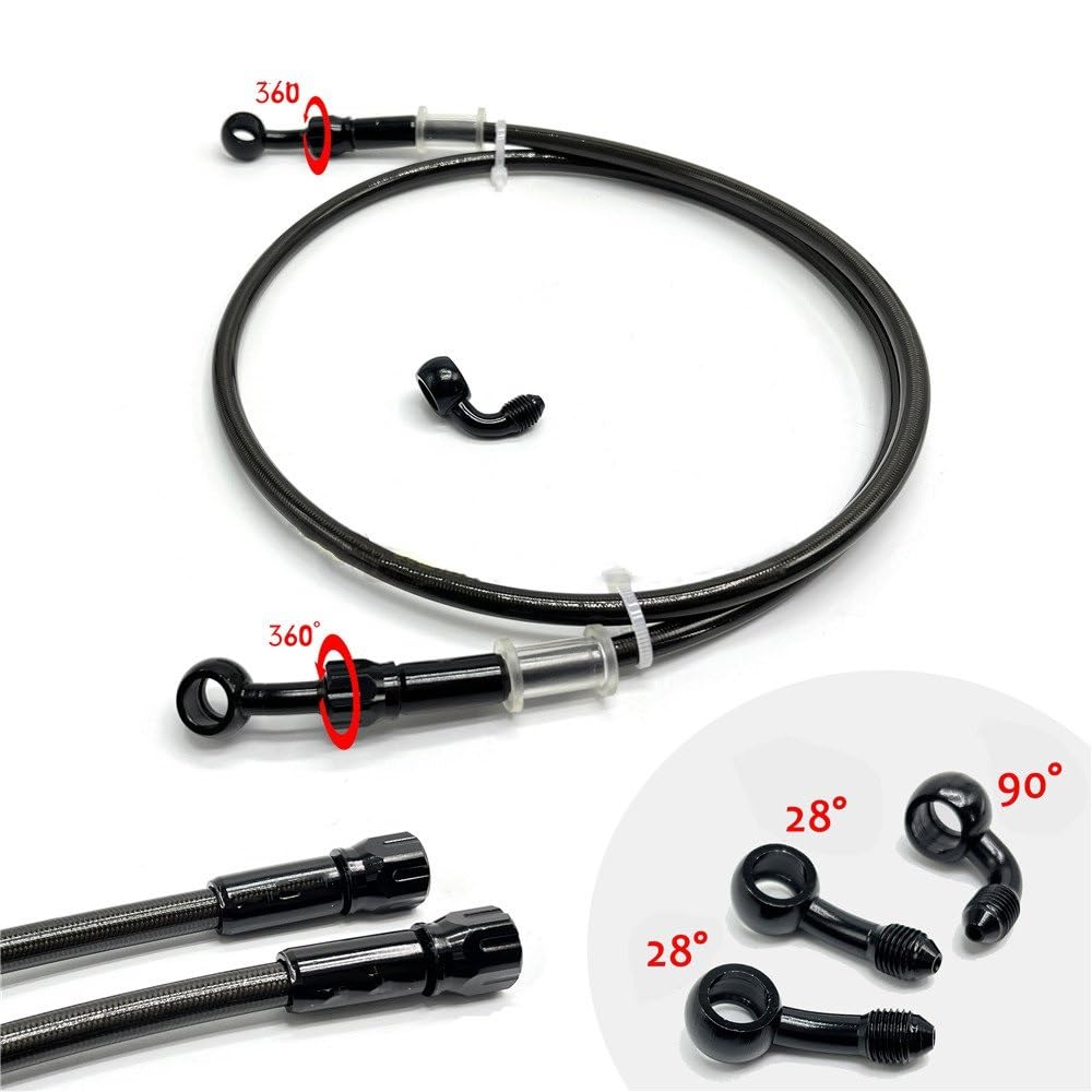 Flessibile olio Tubo Con Tubo Freno Moto Banjo Girevole A 360 Gradi Linea Freno Intrecciata In Acciaio Inossidabile Adatta Per Bici Da Corsa ATV Pit Dirt Street Moto Tubo Idraulico Freno(1500MM)