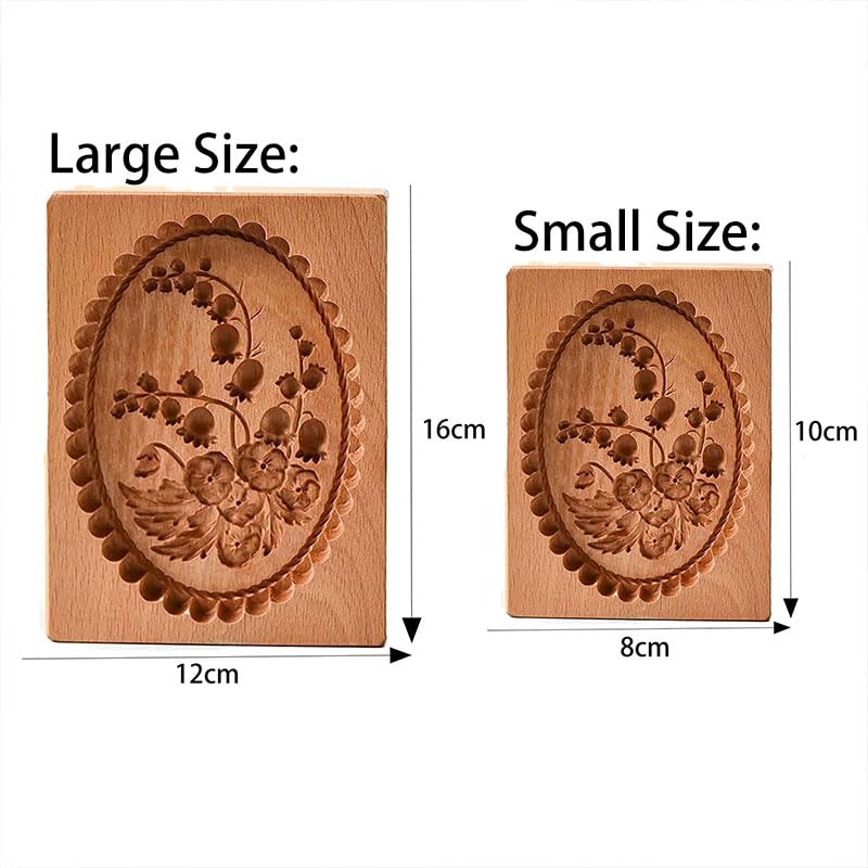 Carved Wooden Gingerbread Cookie Mold,3D Wooden Baking Mold Cookie Biscuit Press Stamp Molds, Cookie Cutter Set with Provance Rose Cookie Stamp,DIY Biscuit Chocolate Stamp Mould (Violet-Large)