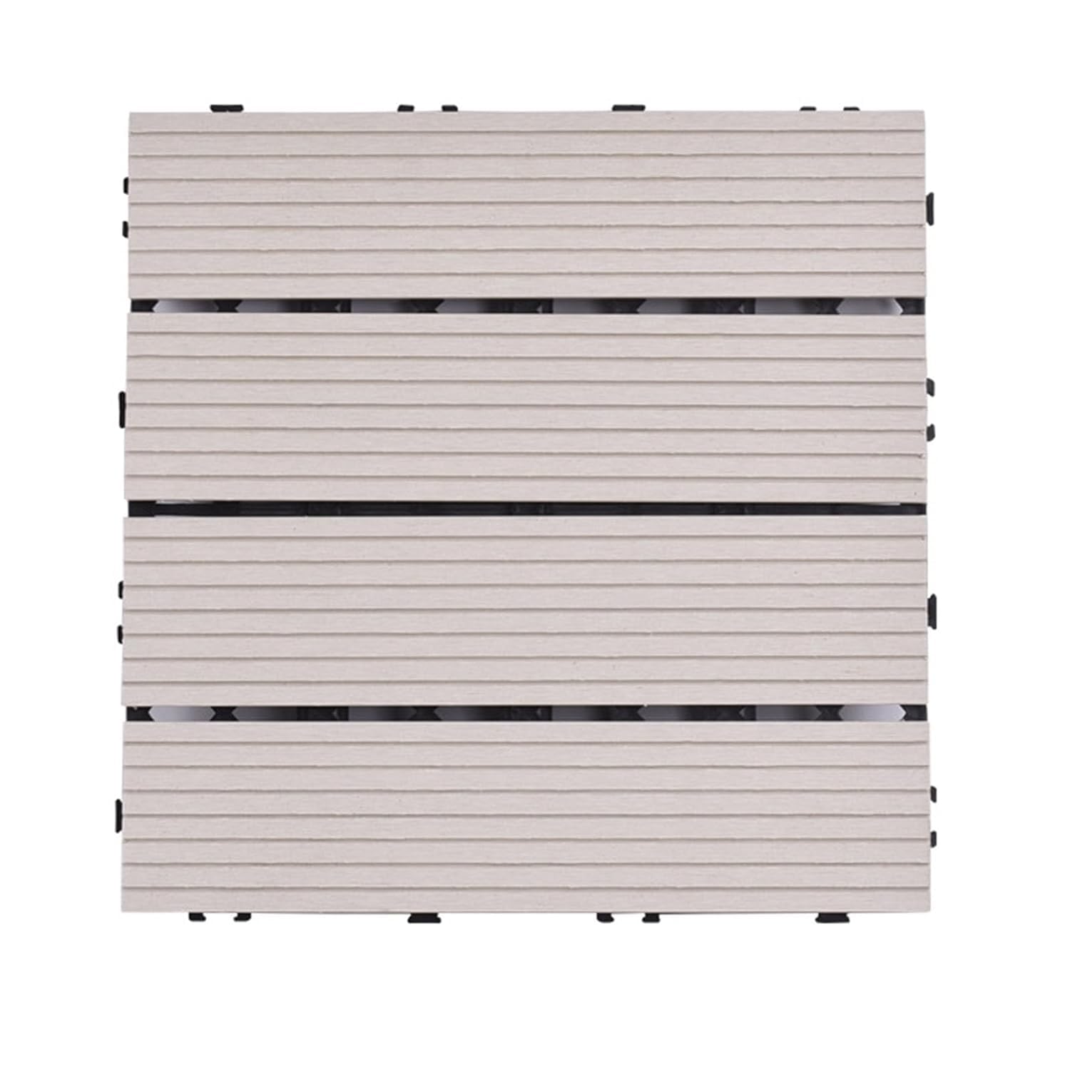 Piastrelle for ponte ad incastro compositi in legno e plastica | Scenario di utilizzo di 14 pezzi multicolori: interni ed esterni, patio, balcone, piscina, giardino(A-White)