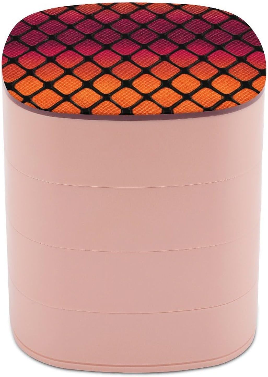 Diamond Metal Plate Neon Orange with Hot Pink Jewelry Boxes for Women, Earring Holder Organizer Rotating Jewelry Organizer for Necklaces Bracelets Ring