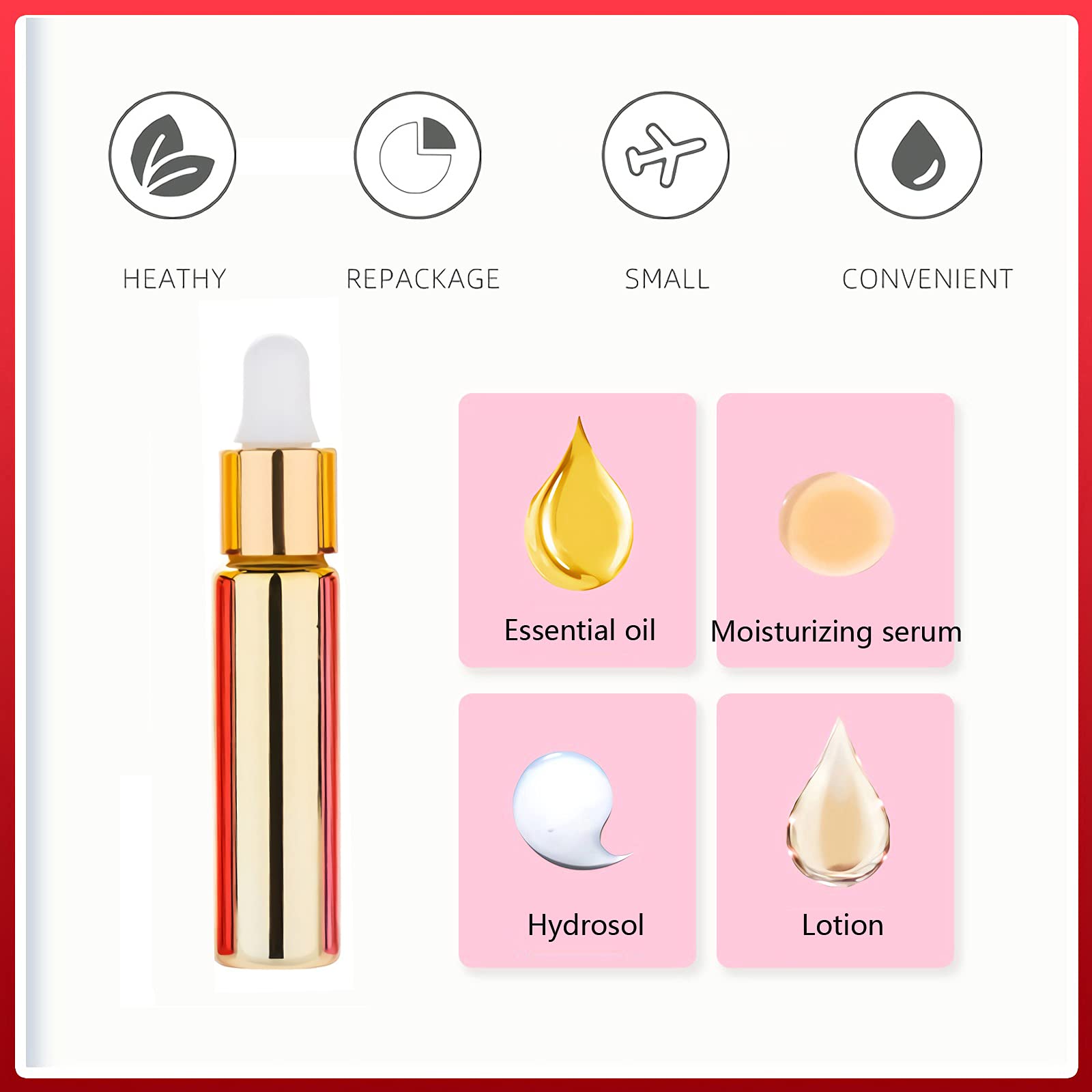 Glas Tropfflasche,Tropfflasche, Packung mit 12 leeren 50-ml-Tropfflaschen aus rosafarbenem Glas mit Pipettentropfer aus Glas und Metallkappe for ätherische Öle und Aromatherapiemischungen(Yellow)