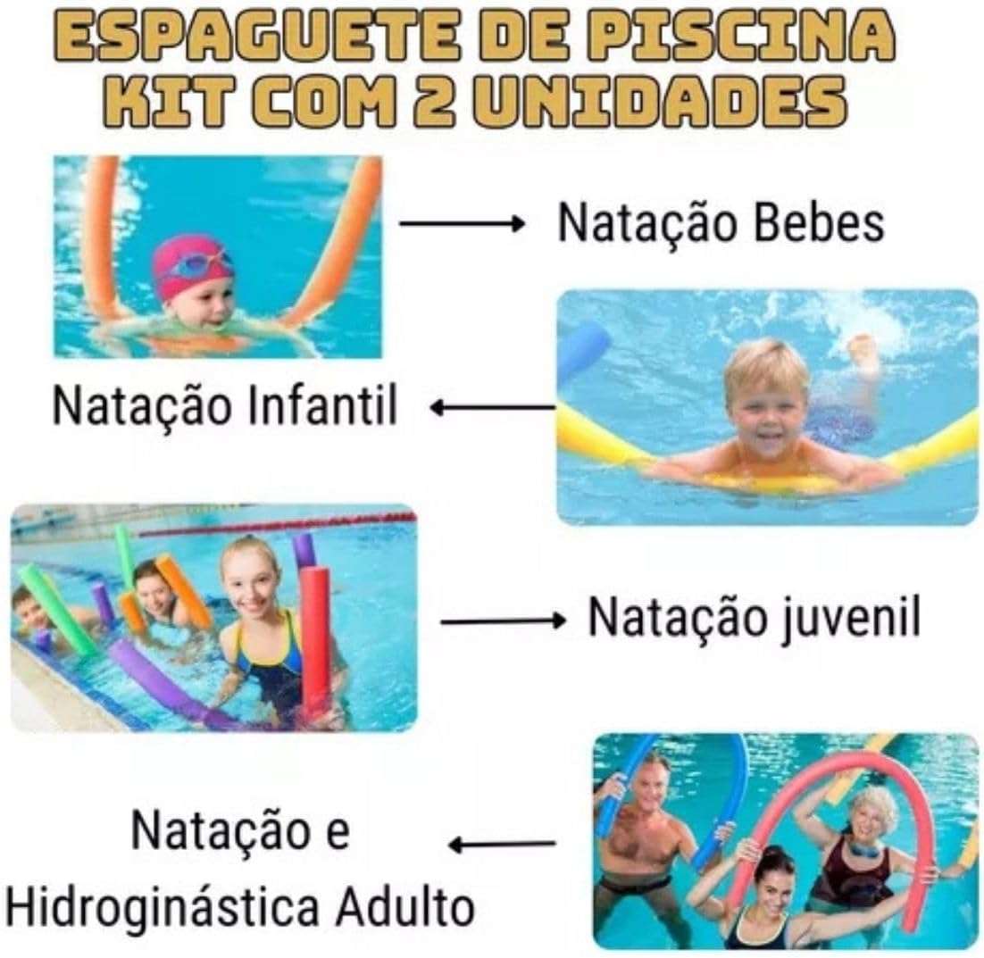 Kit 2 Espaguete Flutuador Para Natação Boia Para Piscina em Cores Sortidas Kit 2 Espaguete Flutuador Para Natação Boia Para Piscina em Cores Sortidas