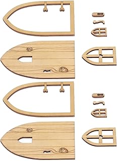 1:12 Dollhouse Village Door, Dollhouse Garden Door Window Miniature Exquisite Decoration Wooden Vivid for Amateur for Playroom