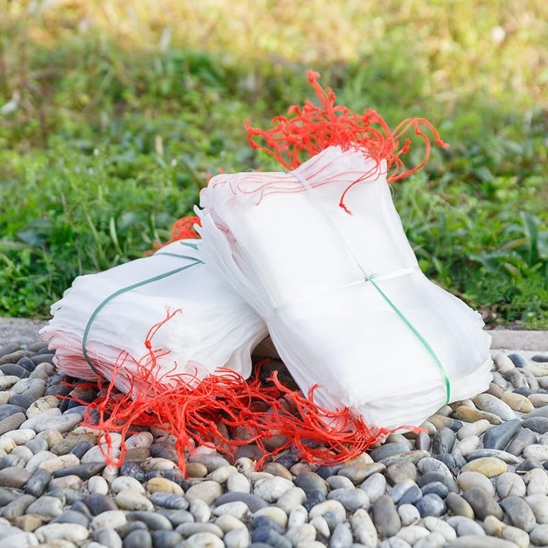 10Pcs Fruit Protection Bags with Drawstring, Reusable Nylon Mesh Net for Garden Plants, Tomatoes & Grapes, 45x30cm/17.7x11.8 Inch, Bird & Insect Pest Control Cover, Breathable
