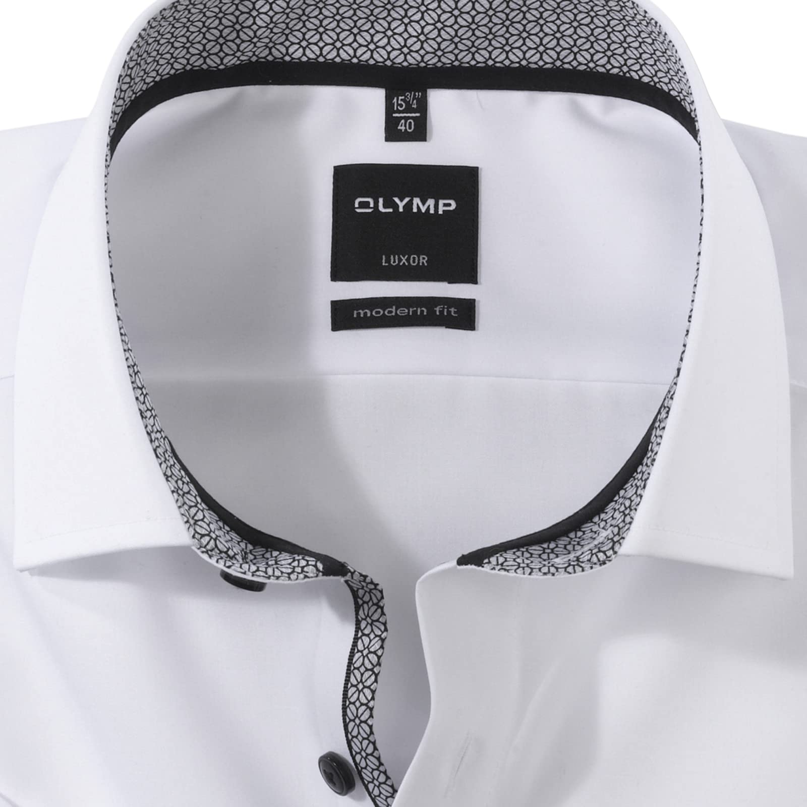 OLYMP Herren Hemd Langarm 074312 Uni Modern Fit Global Kent anthrazit, 44 | Hemd, keine Manschette, Modern Fit, 100%Baumwolle