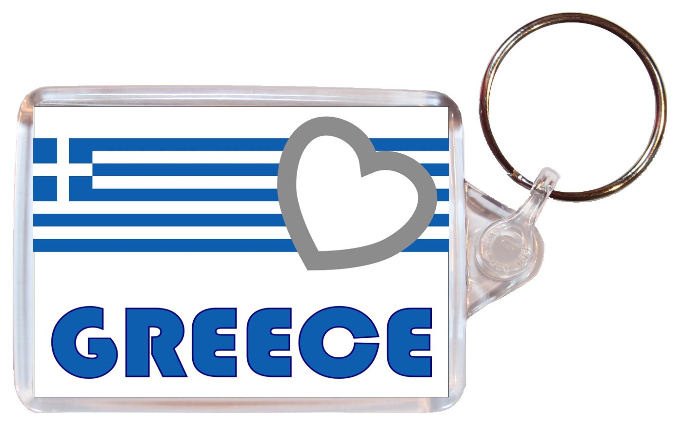 Baked Bean Store Greece - Love Greece/Greek Towns & Cities Flag- Double Sided Large Keyring Name Tag Souvenir/Gift/Present