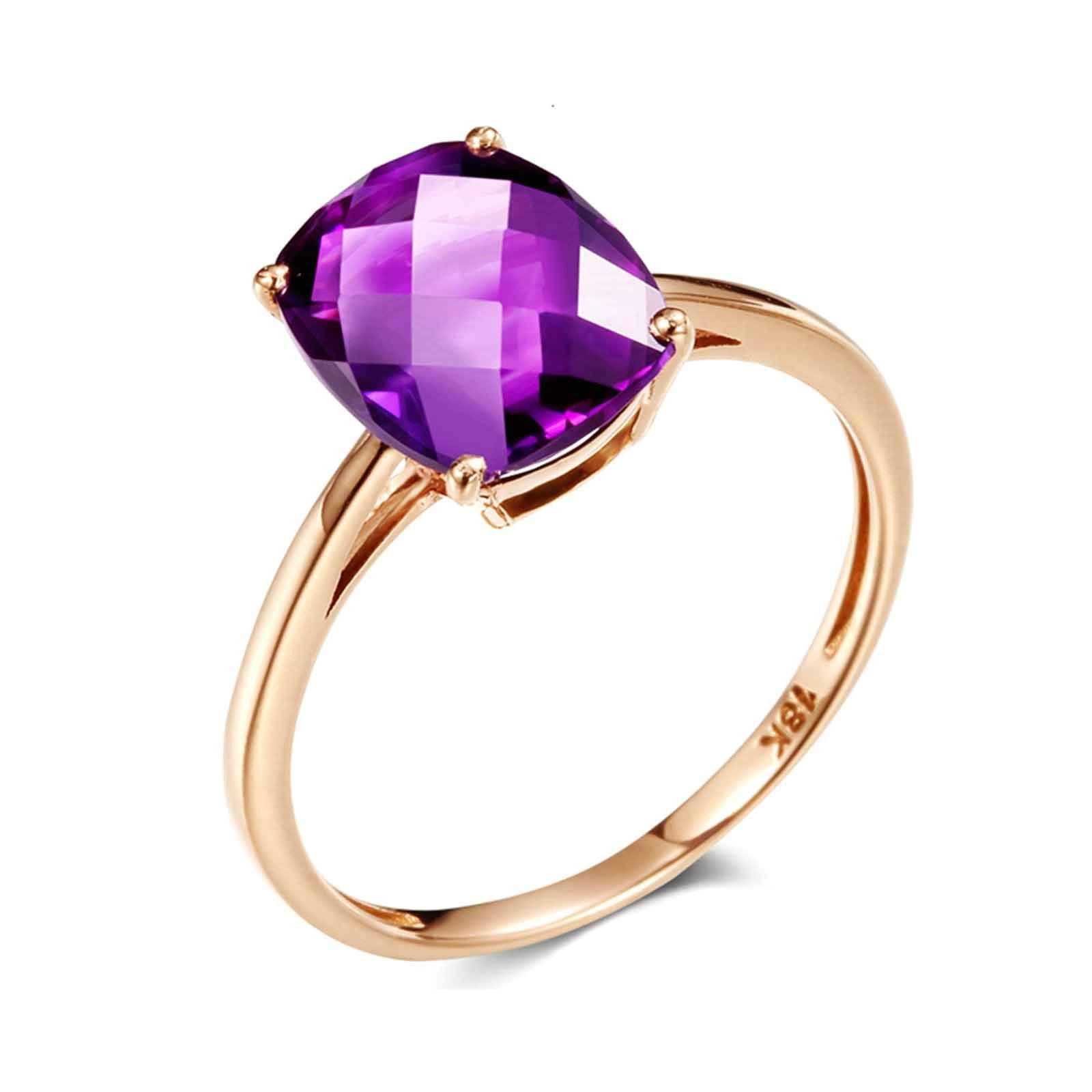 Beydodo Pierścionek 750 czerwone złoto damski duży ametyst, 1,6 ct, pierścionek ślubny, różowe złoto e 18 karatów (750) czerwone złoto, 60 (19,1), colore: różowy (Rosegold), cod. TLLWGZ5459
