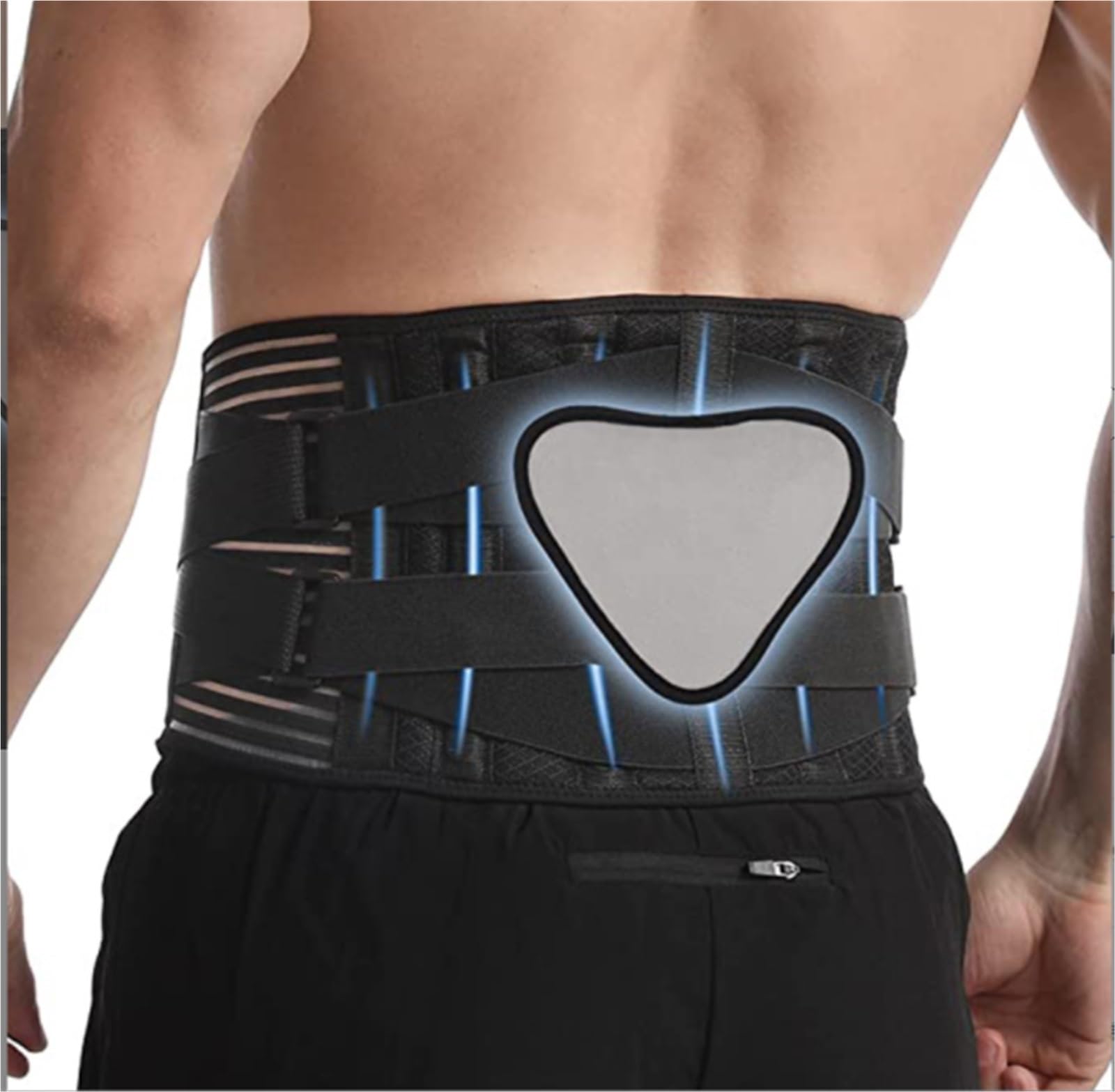 TTDGYYXW Soporte para la Espalda Soporte para la Espalda con Almohadilla extraíble Soporte Lumbar Ajustable con cinturón de Soporte Fijo (Negro-Normal, L)