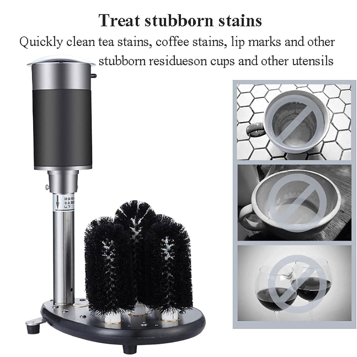 Lavadora de vidrio automática comercial, 5 cepillos, lavadora de vidrio eléctrica vertical, máquina pulidora de limpieza de copas de vino, para tazas de cerveza, barras de tazas de pierna