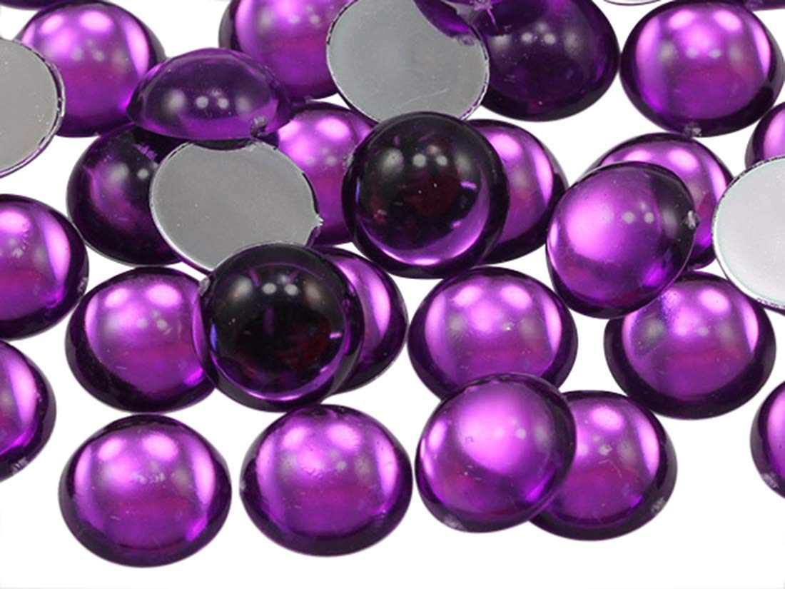 7mm Purple Amethyst Lite .NAT02L Flat Back Acrylic Round Cabochons Plastic Pearl Gems For Jewelry Making Costume Making Cosplay Jewels Embelishments