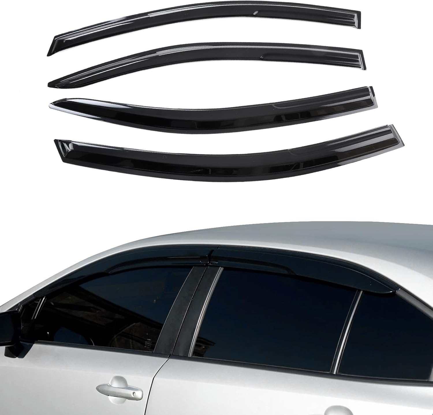 Rain Guards Side Window Visor Vent Outside Mount Fits for Toyota Corolla 4DR Sedan JDM 2020 2021 2022 2023 2024 2025