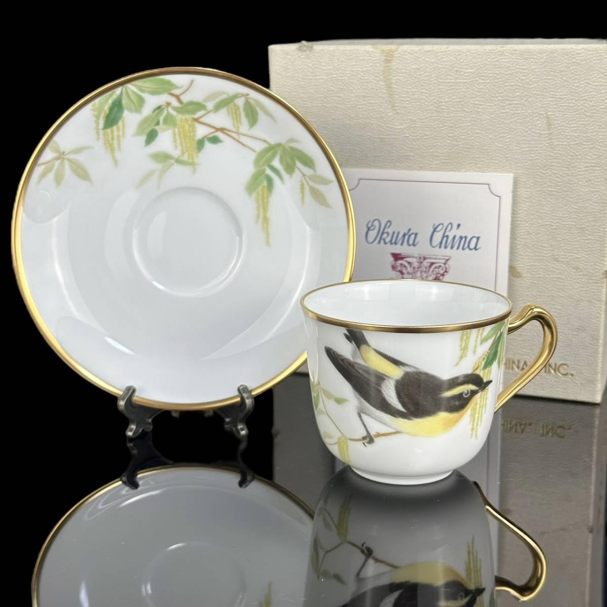 Amazon | 大倉陶園 野鳥シリーズ カップ＆ソーサー キビタキ 鳥 金彩