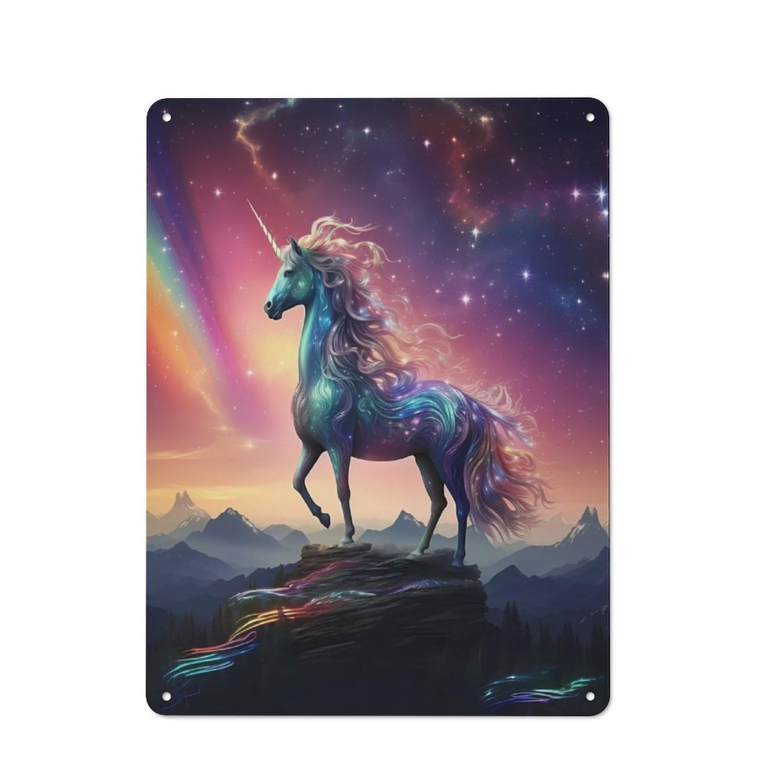Junmoney Cosmic Unicorn Rustic Tin Wall Plaque 40X30cm For Home Bar Wall, For Vintage Wall Decor Fans, For Living Room And Hallway Decor