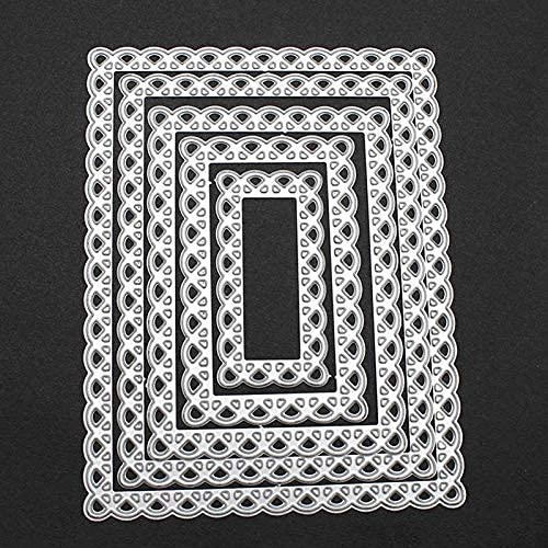 Diy Scrapbooking Artist AMZ-061 5 Pcs/Set Nested Stitched Scallop Rectangle Frame Cutting Dies,Diy Artist Metal Cutting Dies Stencils Metal Cutting Dies Scrapbooking Crafting Paper Card Make Emboss Stencil Templat 10.7X13.10 Cm thumb #1