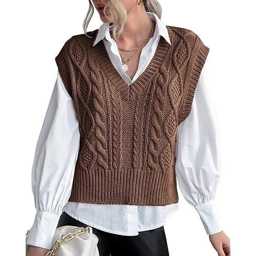 Sweater Vest for Women V Neck Sleeveless Knit Solid Casual Ribbed Preppy Pullover Tops