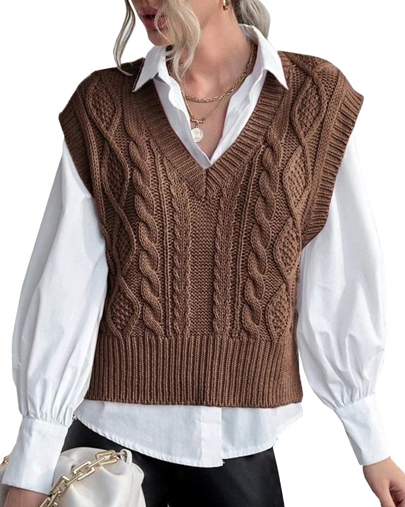 Sweater Vest for Women V Neck Sleeveless Knit Solid Casual Ribbed Preppy Pullover Tops