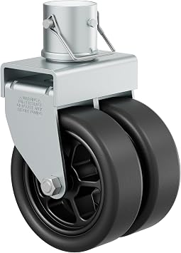 2500lbs Dual 6" Trailer Jack Swivel Caster, Heavy Duty Wheel | With Reinforced Bracket and Upgraded Spoked Wheels, Silver