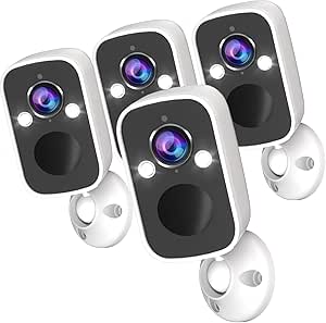 Rraycom 4Pack Security Cameras Wireless Outdoor,2K Battery Powered Surveillance Indoor Cameras for Home Security with Color Night Vision, AI Motion Detection, 2-Way Talk, Works/Alexa, Waterproof asin的图片