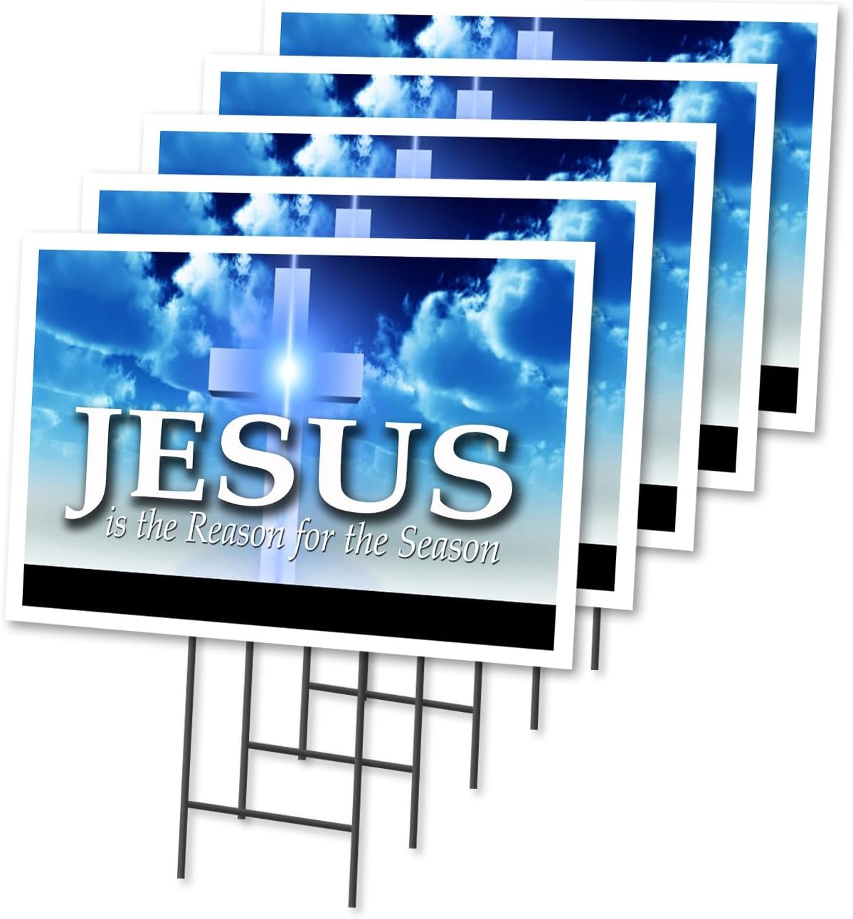 Jesus is The Reason for The Season 2 Pack of 12" x 16" Yard Sign & Stake Outdoor Plastic | Advertise Your Business | Stake Included Image On Front Only | Made in The USA