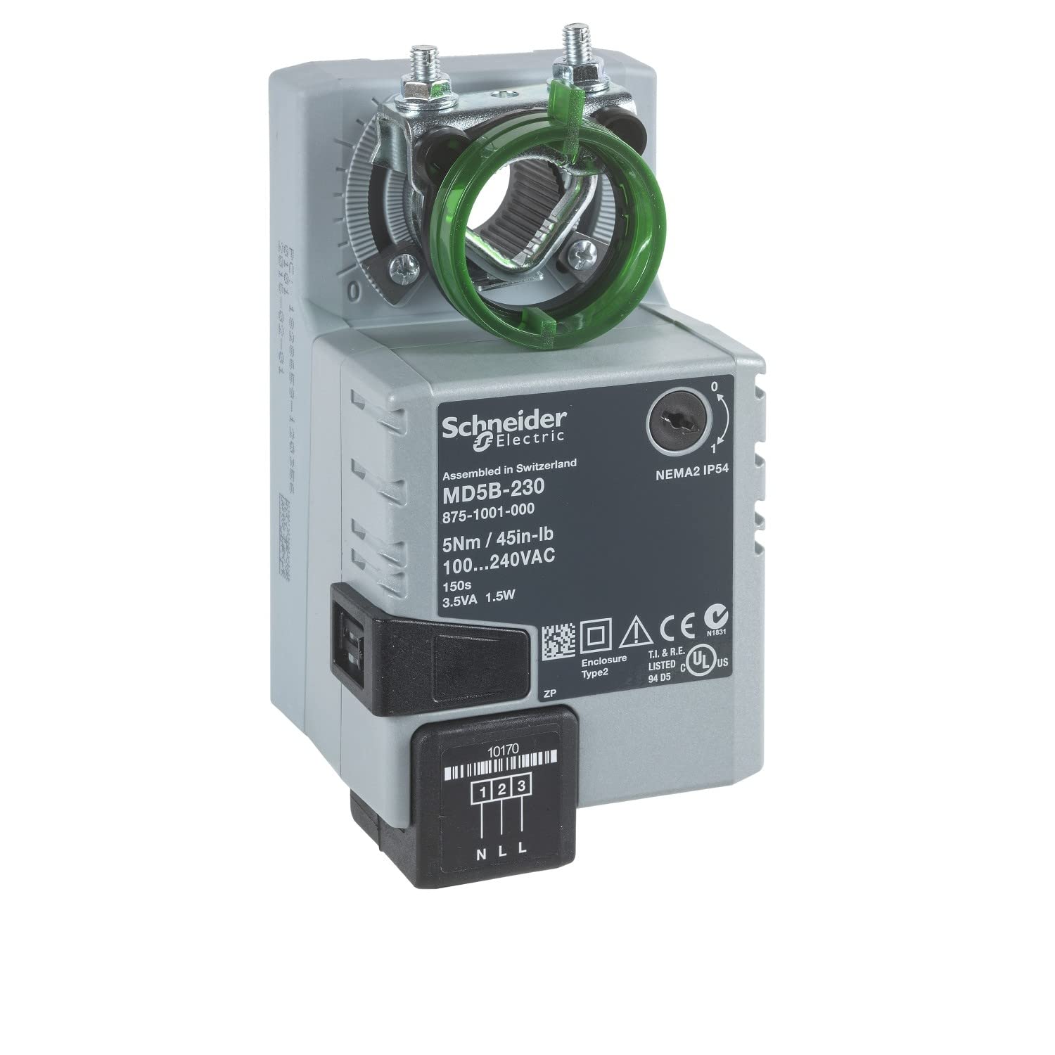 Schneider Electric - Actuador de mariposa de 4 m² con interruptor auxiliar integrado, modular, 2 W, 24 V AC / CC