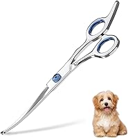 Petsvv 7.5" Curved Dog Grooming Scissors with Safety Round Tips - Lightweight Stainless Steel Pet Shears for Dogs & Cats