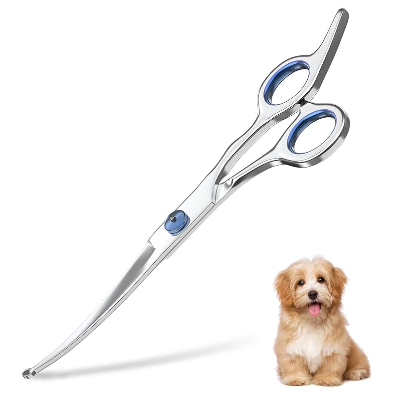 Tesoura Curva para Tosa de Cães e Gatos em Aço Inoxidável com Pontas Arredondadas Pets vv 19,05 cm