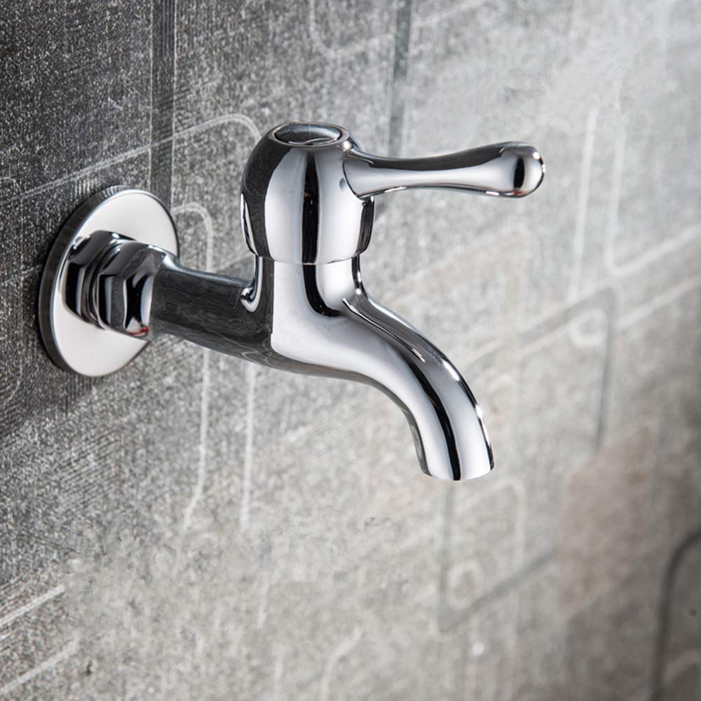 KFGISD, Wall Mounted Brass Cold Water Faucet Bathroom Lavatory Tap Mop Pool Faucets, Chrome,Taps