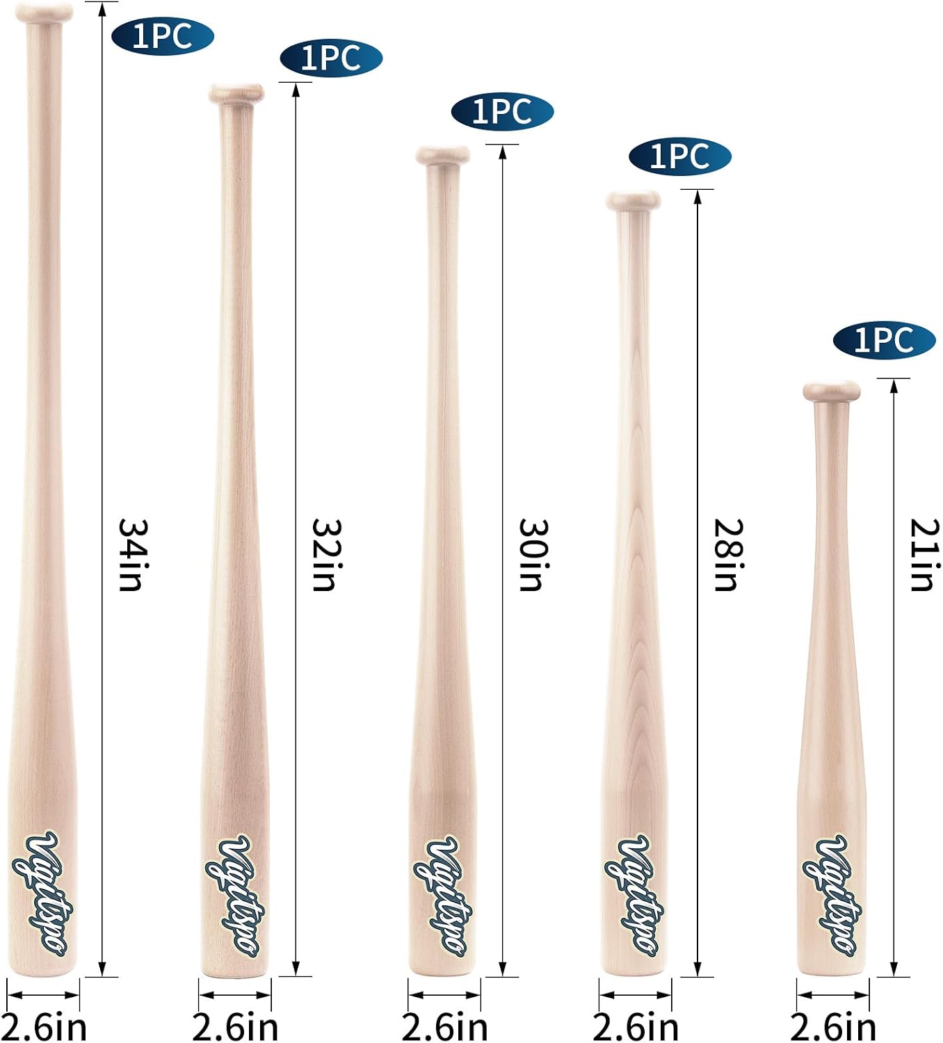 Professional Wood Baseball Bat 21-34 Inch，High-Density Maplewood for High Impact Resistance & Durability, Perfect for Baseball Training & Games