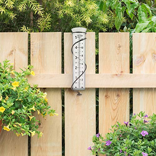 La Crosse 704-08967-INT Original Handcrafted Colombian Metal Finish Spiral Rain Gauge with 5-inch Capacity Glass Rain Garden Tube - Thumbnail 6