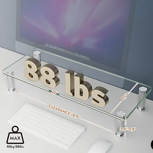 Miniatura 3 de Hemudu Elevador de monitor de computadora transparente con soporte de escritorio multimedia ajustable para pantalla plana LCD LED TV,