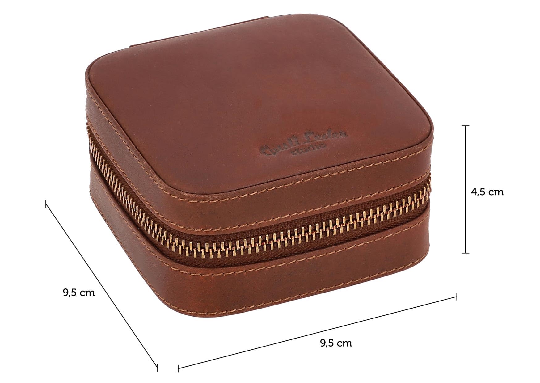 Gusti Pochette à Bijoux en Cuir – "Lonneke" Étui à Bijoux pour Femme en Cuir Marron