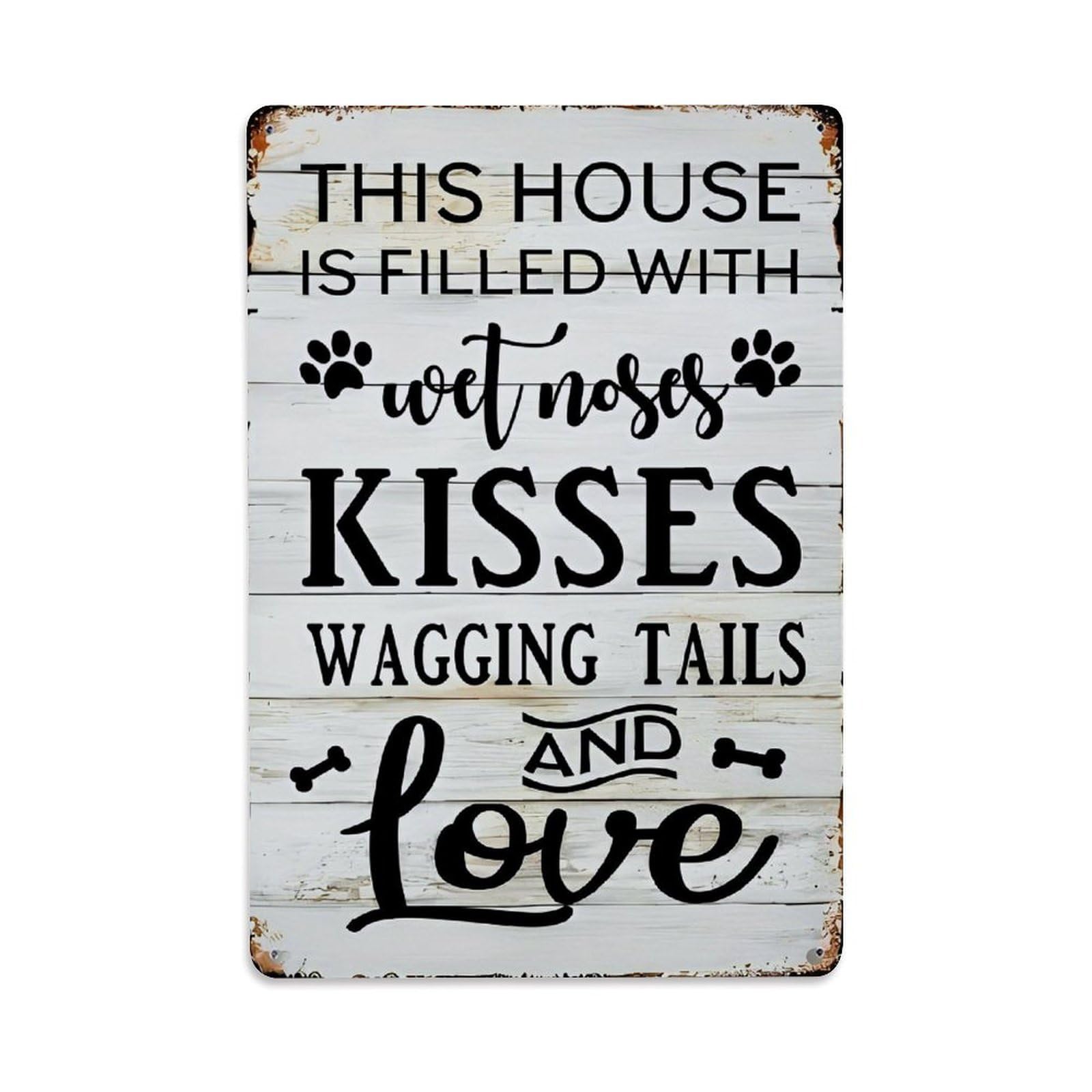 This House Is Filled With Wet Noses Kiss_ngjal Retro Metal Tin Sign, Vintage Metal Poster for home, Gaming Room, Studio Workshop,Bar,Garage Wall Art Decor 8x12 Inch