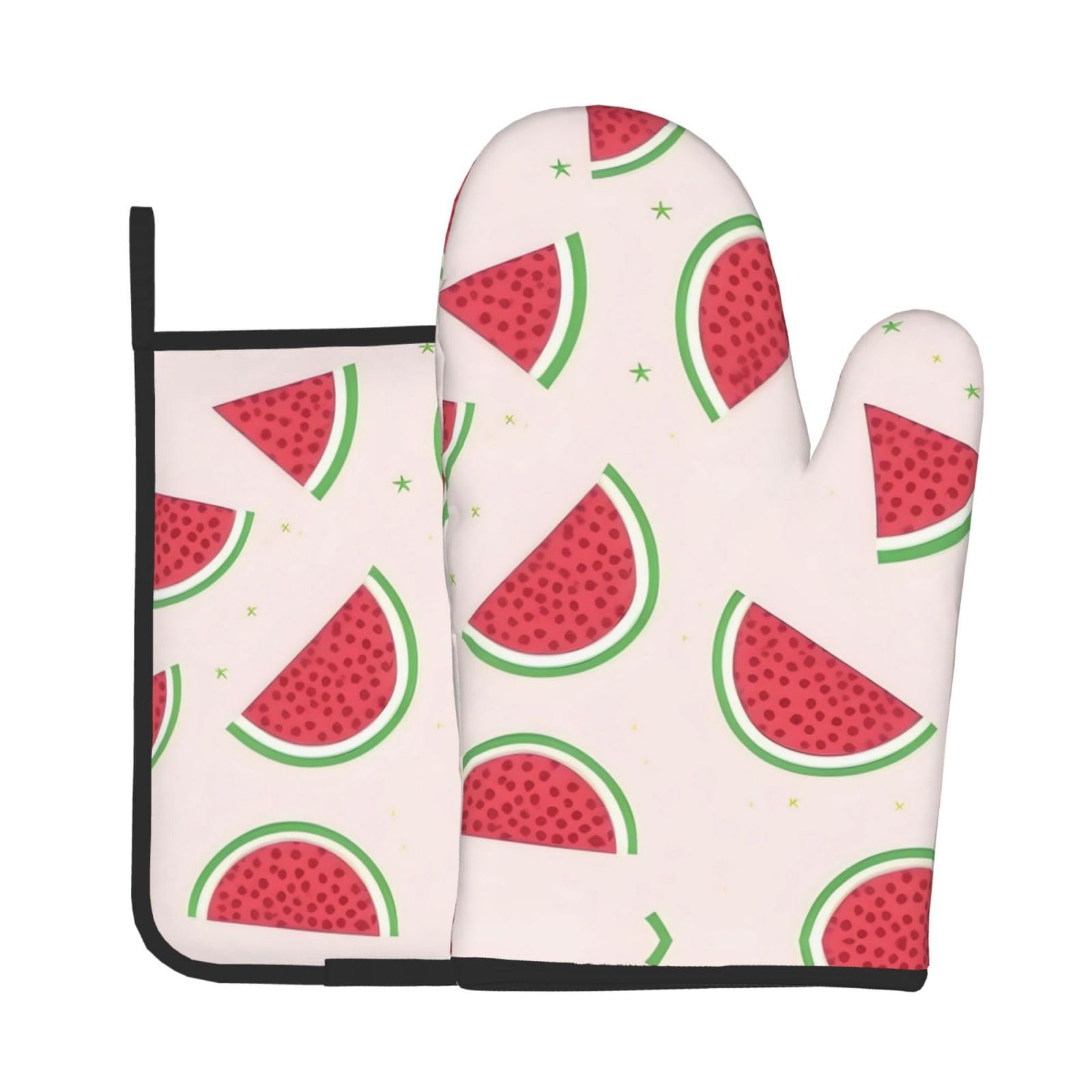 Oven Mitts and Potholders Set of 2 for Kitchen Baking Cooking GrayPink Watermelon Thick and Durable