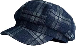 Tartan Check Dress Newsboy Cap for Womens Slouchy 8 Panels Visor Cotton Blend Baker Boy Cabbie Hat Fashionable Beret Hats