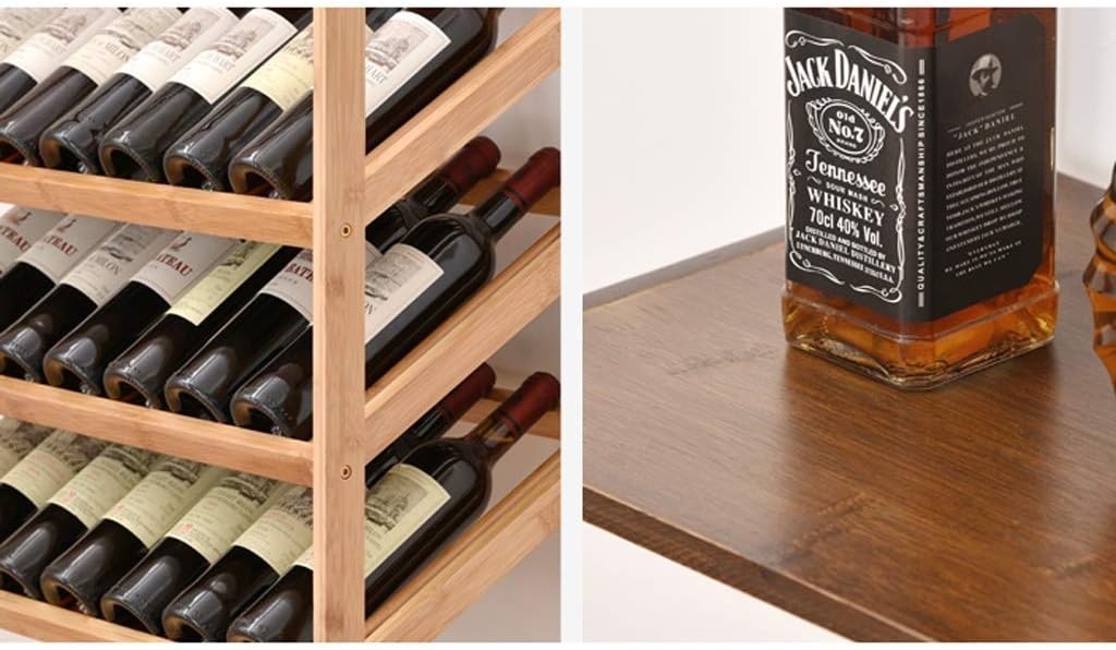European Style Bar Floor Wine Cabinet Wood Wine Storage Display Rack With Wine Glass Rack (Color : Walnut Size : Five floors)