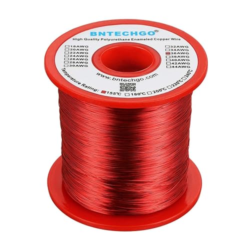 Miniatura 48 de BNTECHGO - Alambre magnético de calibre 16 a 38°AWG - Alambre de cobre esmaltado - Alambre para embobinar magnético esmaltado 1 rollo rojo Rojo 4 oz