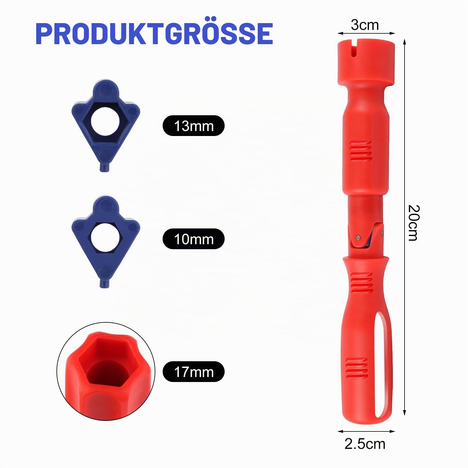 Montageschlüssel für WC-Sitz, WC Sitz Befestigung Montageschlüssel10/13/17 mm Universal WC Sitz Montageschlüssel Reparaturschlüssel Toilettensitz Montage Ausbau Reparatur Schlüssel