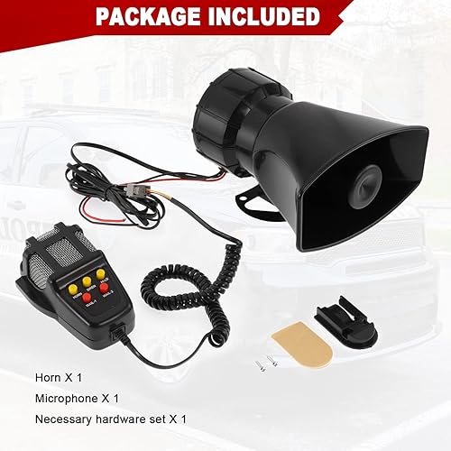 Miniatura 4 de ALAVENTE Bocina de sirena de automóvil de 100 W, 5 tonos, sonora con sistema de altavoz de micrófono PA + kit de bocina de aire de tren de 4