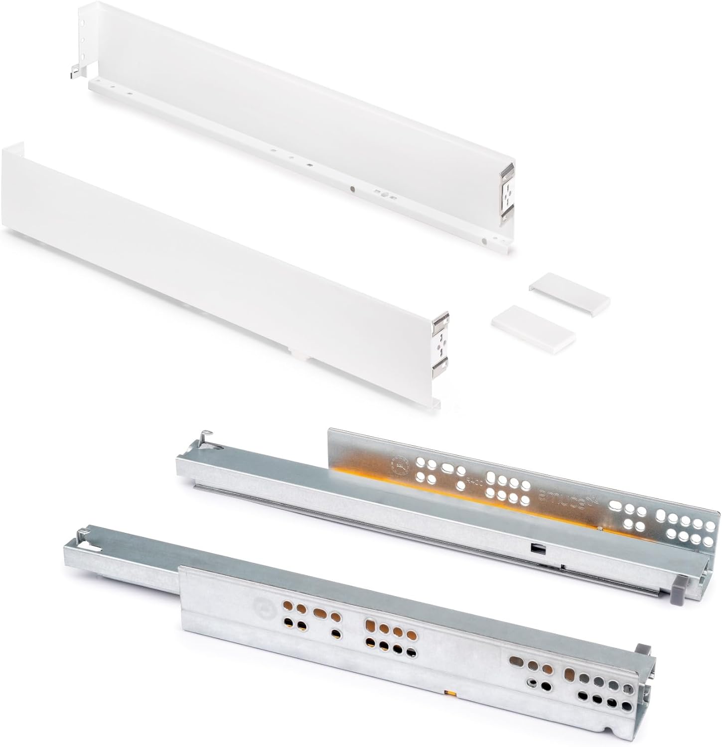 3275412 Drawer Set with Extra Thin Sides Height 88 mm White Drawer Depth 490 mm (19-19/64 Inch) Full Extension with Soft Close