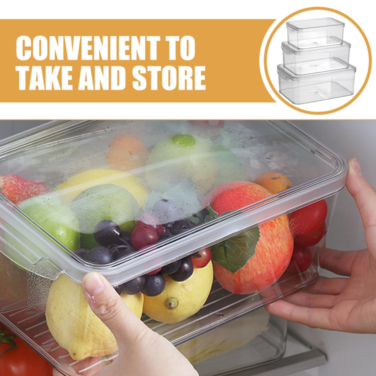 Operitacx Set da 3 Contenitori per Frigorifero in Pet Trasparente, Resistente All'usura, Comodi da Prendere e Conservare, per Frutta e Verdura in Freezer o Cassetto Riutilizzabile