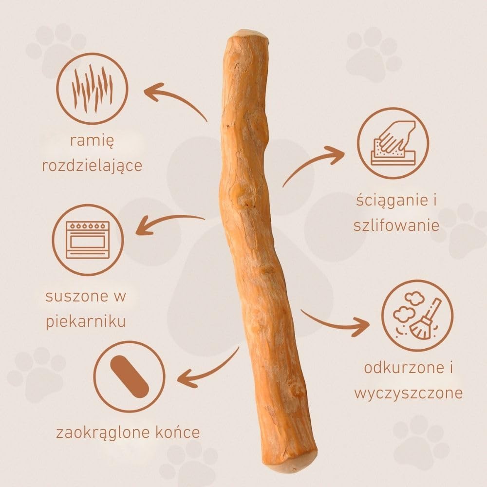 Wildfang® Gryzak z drewna kawowego XL – Wytrzymała zabawka, ząbkowanie szczeniąt, trening żuchwy, naturalny patyk dla bardzo dużych psów (powyżej 45kg), 3 sztuki.