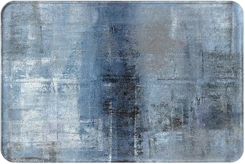 Tapetes de baño para baño, alfombras de decoración de baño, antideslizantes, pintura abstracta azul y gris, cubierta lavable, alfombra absorbente y